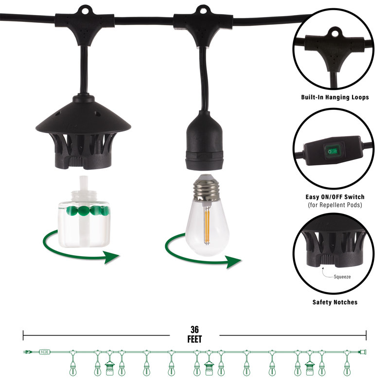 TIKI Brand 36 feet BiteFighter Mosquito Repellent LED String Lights Reviews Wayfair
